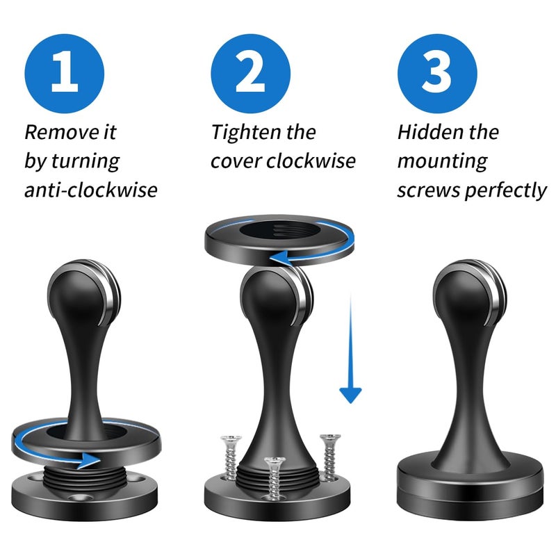 KOLAKO 6 Pack Door Stoppers, Black Magnetic Door Stops, Heavy Duty Wall Floor Magnetic Door Catch, Brushed Oil Rubbed Magnet Doorstop to Keep Doors Open - Image 5
